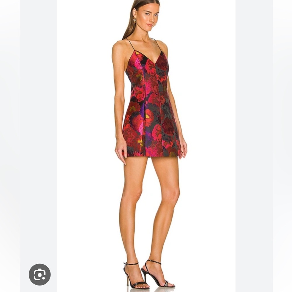 Alice + Olivia Red and Black Floral Dress